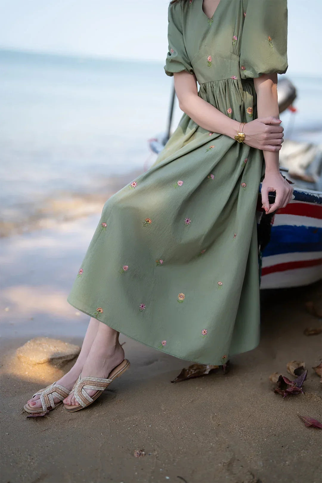 1 Piece Embroidered Midi Dress