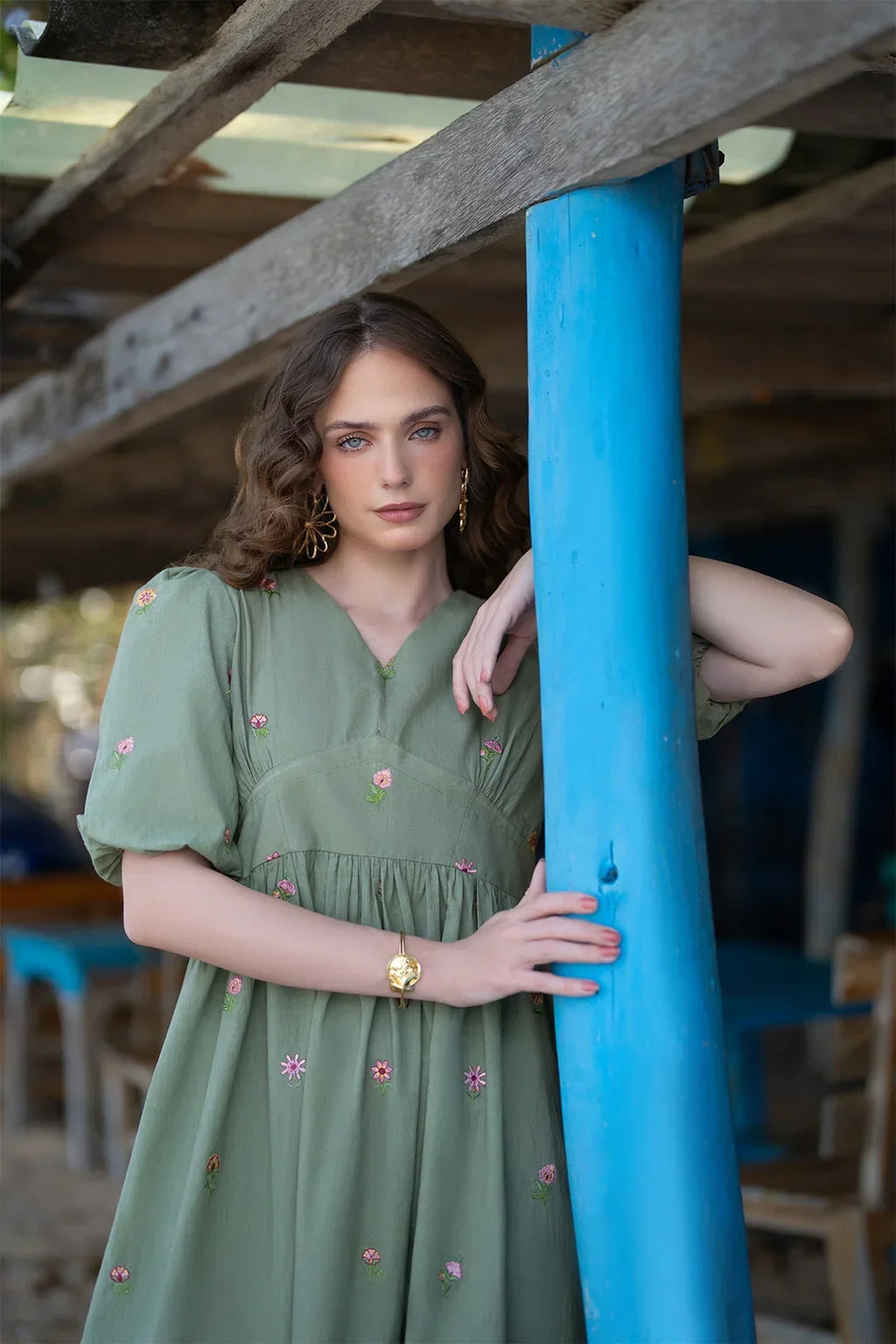 1 Piece Embroidered Midi Dress