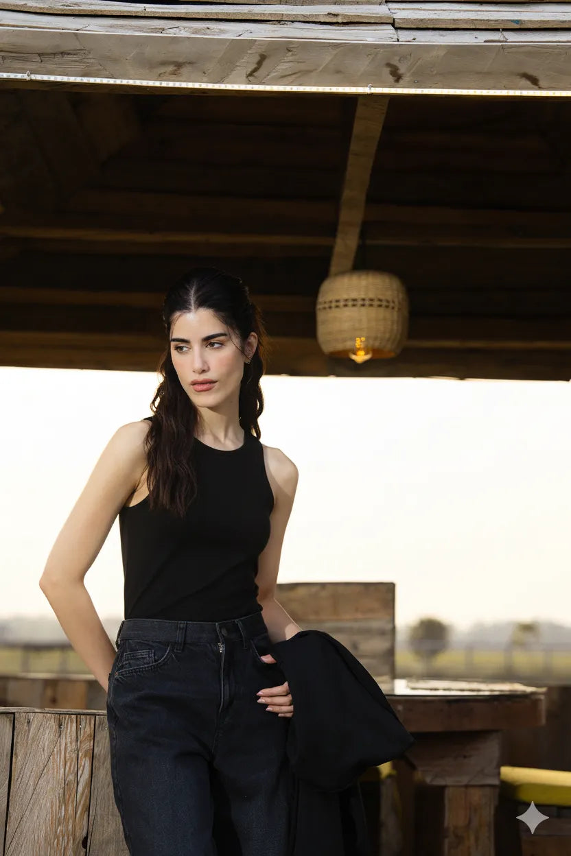 Single Jersey Black Camisole